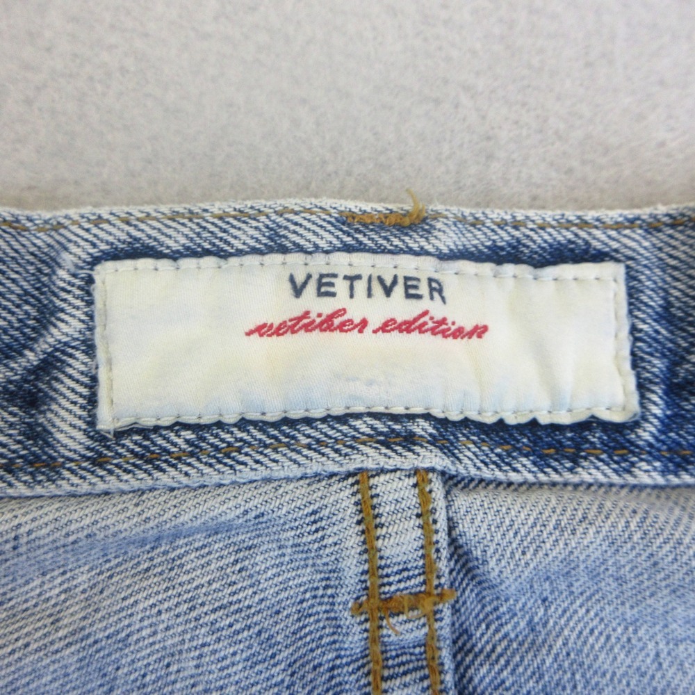 Vetiver Co Wide Leg Jeans Women Large Light Wash Pleated Button Fly Distressed - Picture 12 of 13